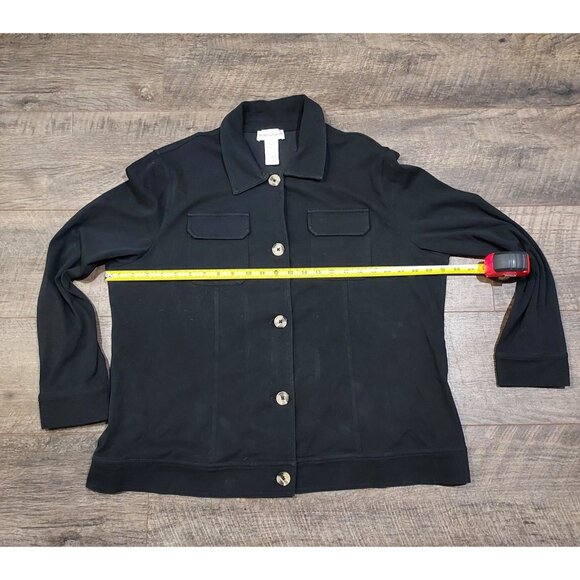 Pant Suite Drapers & Damons Black Button Shacket Size 1X Multi Colored Buttons - Picture 5 of 16